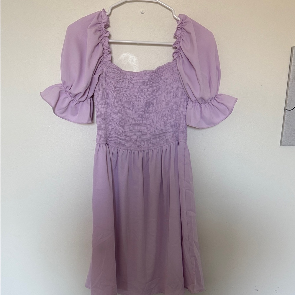 SHEIN Lavender Puff Sleeve Mini Dress